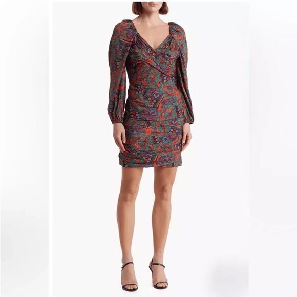 VERONICA BEARD Bellino Paisley Silk Blend Dress in Flame Red NWT Size 2 $695.00 - Picture 3 of 8